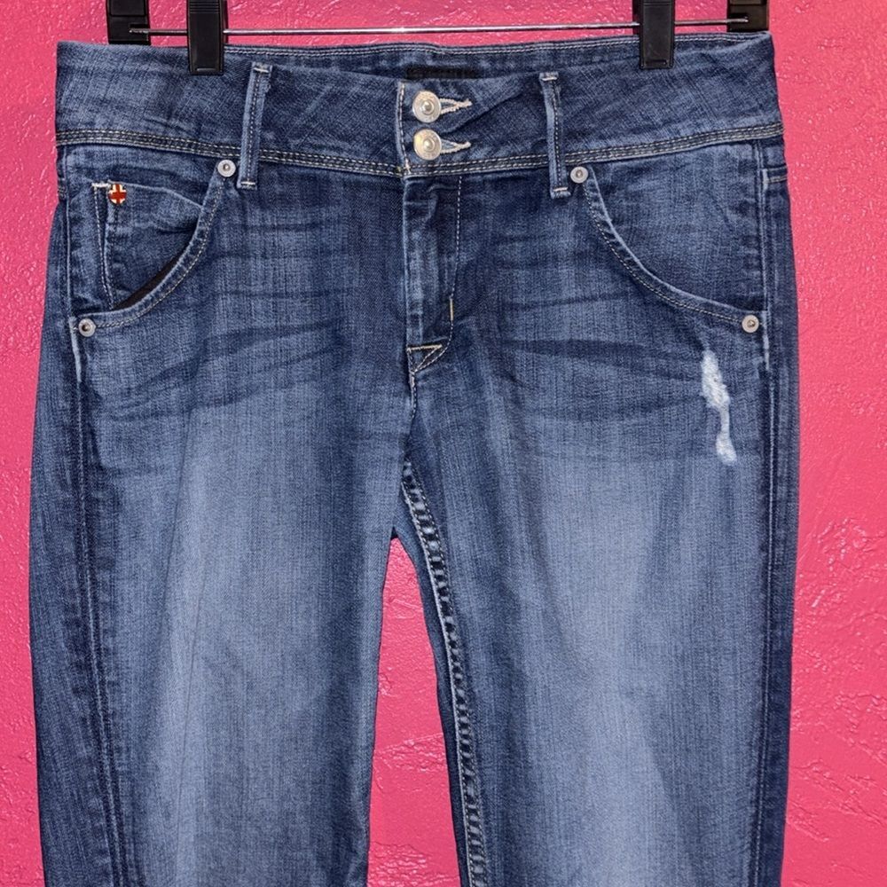 Hudson Collin Flap grunge distressed Skinny jeans with rips. Sz 27.